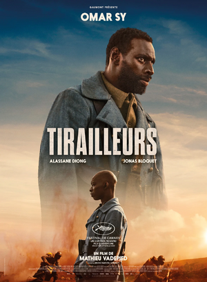 Affiche du film Tirailleurs (film) de Mathieu Vadepied avec Omar Sy, Alassane Diong, Jonas Bloquet