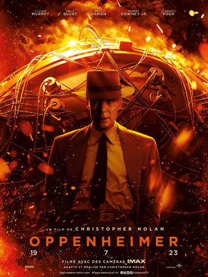 Affiche du film Oppenheimer (film) de Christopher Nolan avec Cillian Murphy, Emily Blunt, Matt Damon