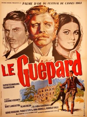 Affiche du film Le Guépard (film) de Luchino Visconti avec Burt Lancaster, Alain Delon, Claudia Cardinale